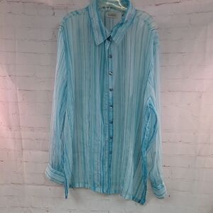 4/$20 Classic Blue Striped Button Down Shirt